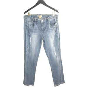 Democracy Jeans Womens 12 Flex-ellent Jeweled Distressed Cotton Spandex